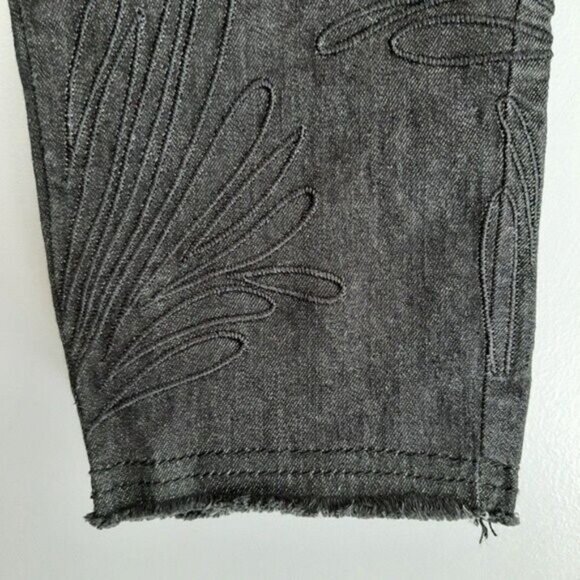 NILE Organic Cotton Tonal Embroidered Floral Skinny Crop Jeans Sz S - Picture 8 of 14